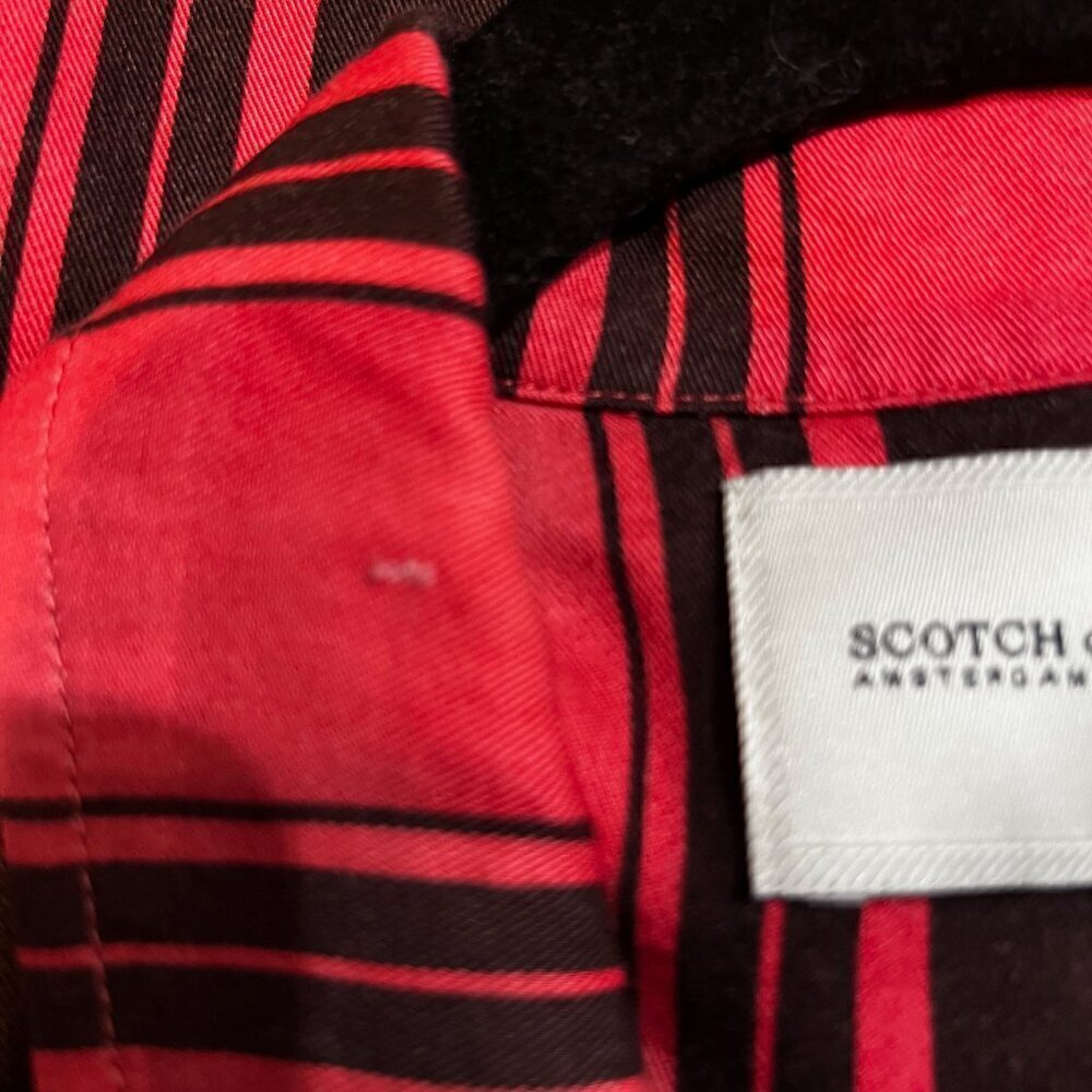 SCOTCH & SODA - Men's Coral Pink & Brown Striped Disco Button Down Shirt -EUC M - Picture 7 of 10